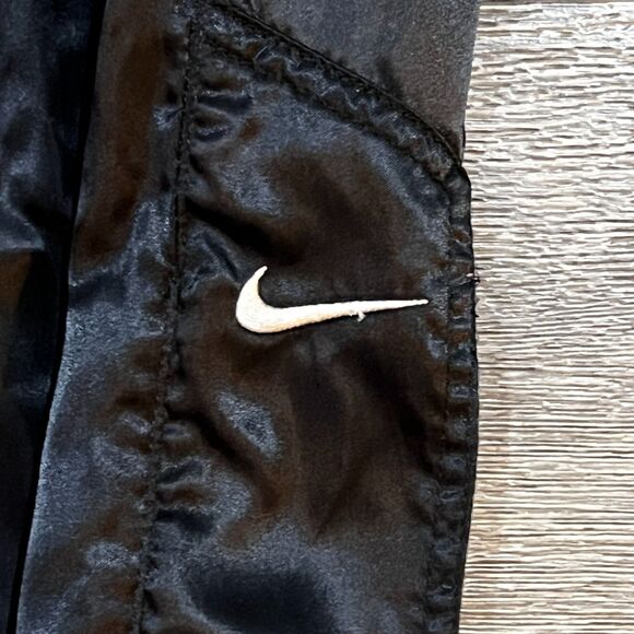 Vintage 90's Black Nike Lined Track Pants Button Zip Ankles Women's Medium 8-10 - Picture 2 of 7